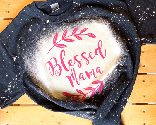 Blessed Mama Rustic Black Bleached T-shirt Active