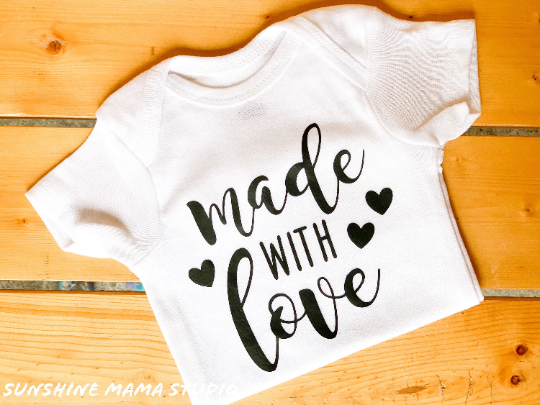 Made with Love Adorable baby Onesie, Baby Announcement