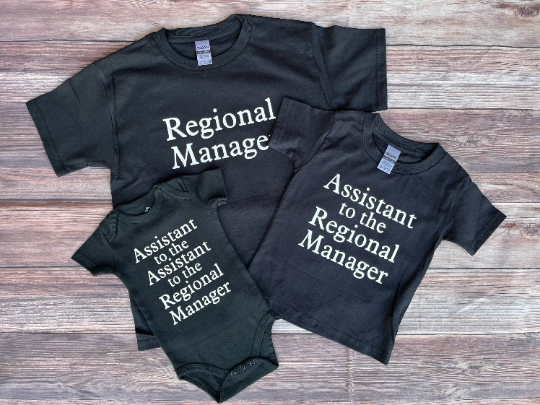 Regional Manager, Assistant To The Regional Manager T-Shirt, The Office, Matching Kids and Adult Shirt, Fathers Mother’s Day gifts