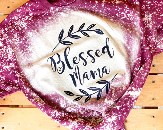 Blessed Mama Rustic Burgundy Bleached T-shirt Active