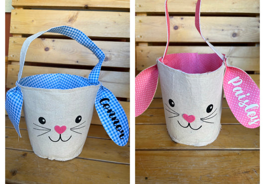 Personalized Fabric Bunny Reusable Easter Basket